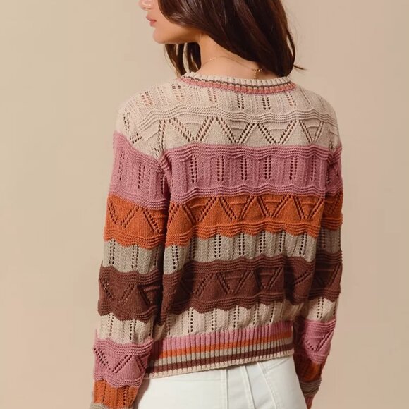 SO ME Multi Color Wavy Stripe Sweater Top - Picture 12 of 13